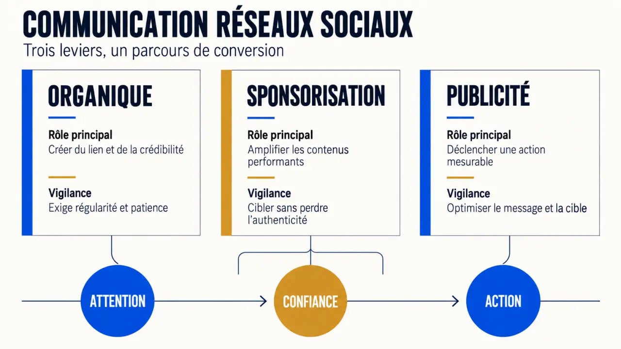 Communication réseaux sociaux : rôles de l’organique, de la sponsorisation et de la publicité