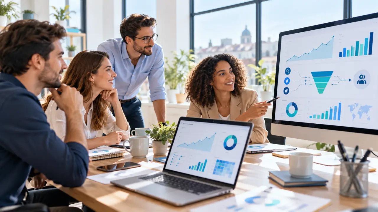 Tableau de bord présentant des données de performance et de conversion digitale