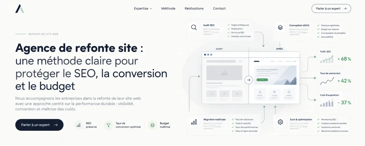 Agence de refonte site : une méthode claire pour protéger le SEO, la conversion et le budget