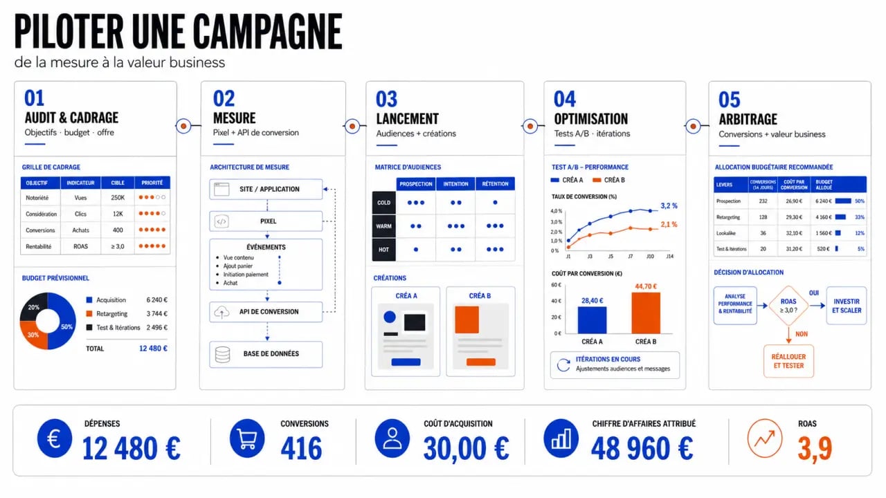 Méthode de travail d’une agence Facebook Ads pour piloter les campagnes et mesurer les conversions