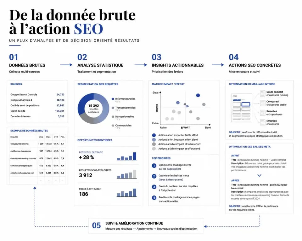 Transformation des données brutes en recommandations SEO actionnables