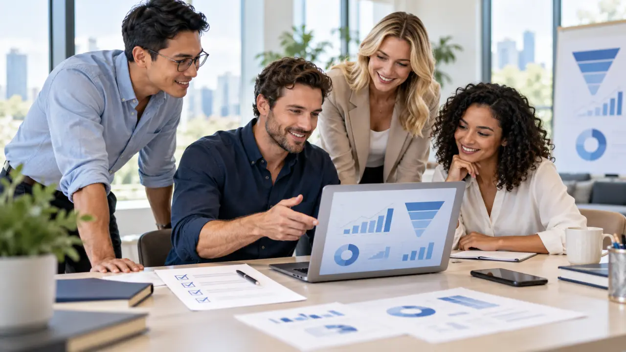 Tableau de bord d'acquisition B2B affichant les étapes d'un tunnel de conversion