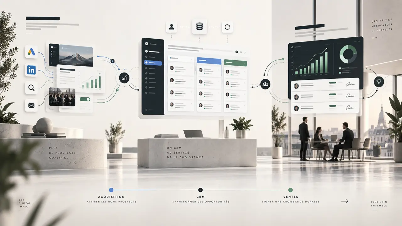 Une agence marketing numérique B2B doit relier acquisition, CRM et ventes
