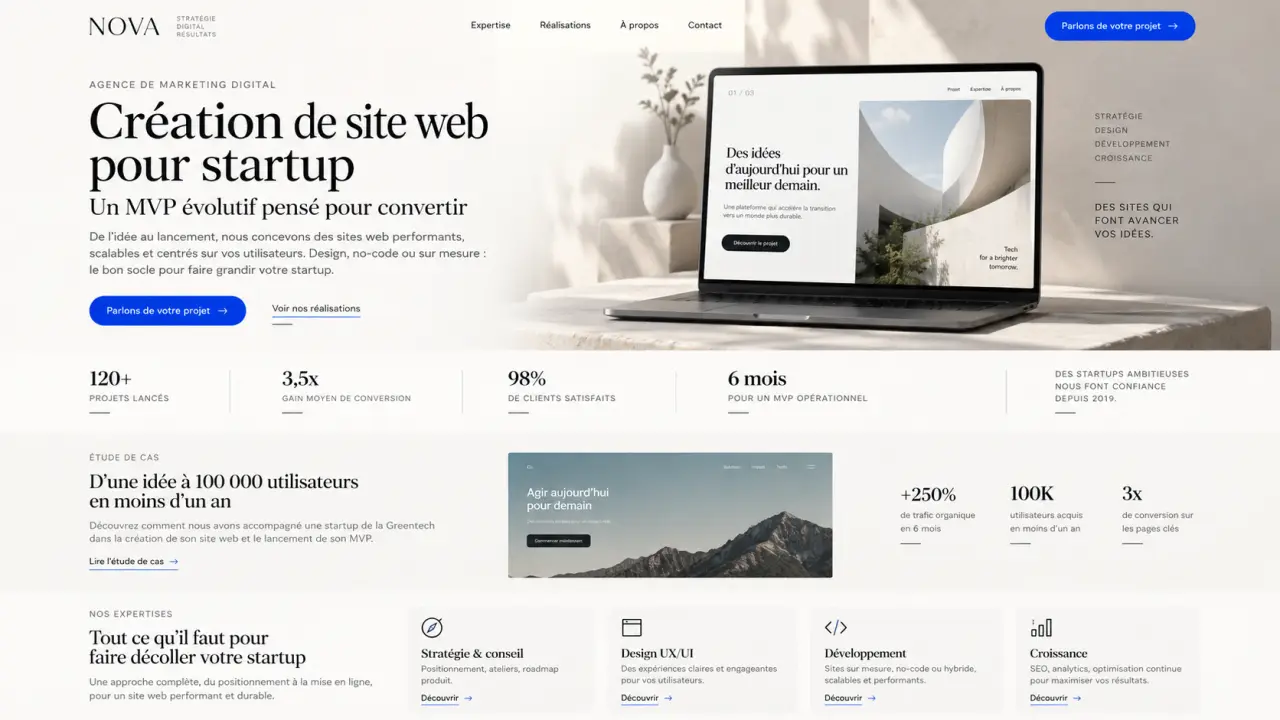 Création de site web pour startup : un MVP évolutif pensé pour convertir